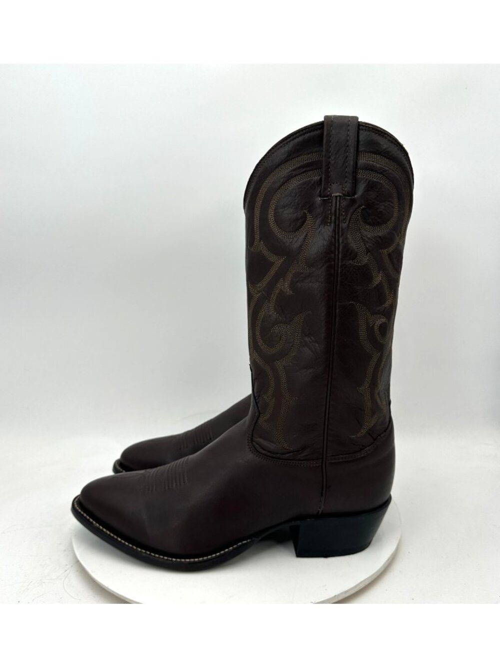 Tony Lama 1112 Men Size 9.5 EE Brown Shark Embroidered Leather Western Boot